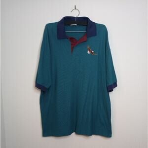 Screen Mates Vintage Polo with Eagle Embroidery Color Block 90s Preppy Money